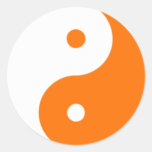Yin Yang Ying Taoism Sign Chinese Taijitu Orange Classic Round Sticker