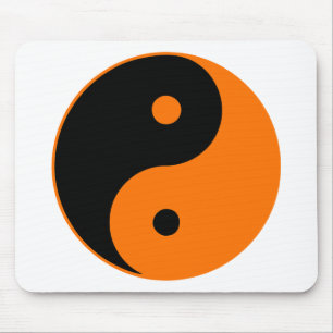 Yin Yang Ying Taoism Sign Chinese Taijitu Orange Mouse Mat