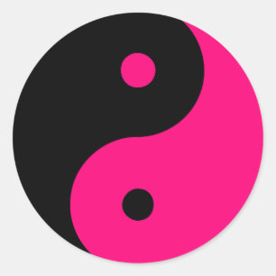 Yin Yang Ying Taoism Sign Chinese Taijitu Pink Classic Round Sticker