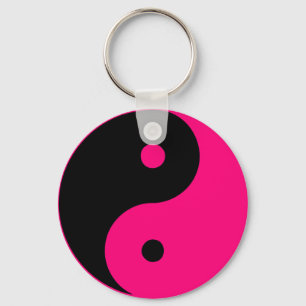 Yin Yang Ying Taoism Sign Chinese Taijitu Pink Key Ring