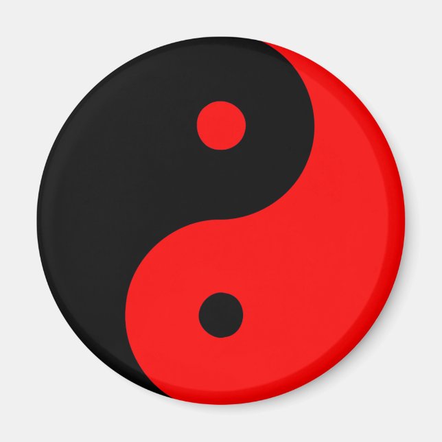 Yin Yang Ying Taoism Sign Chinese Taijitu Red Magnet (Front)