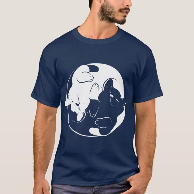 Yin Yang Yoga Zen Cats   Yoga Gift Cat T-Shirt (Front)