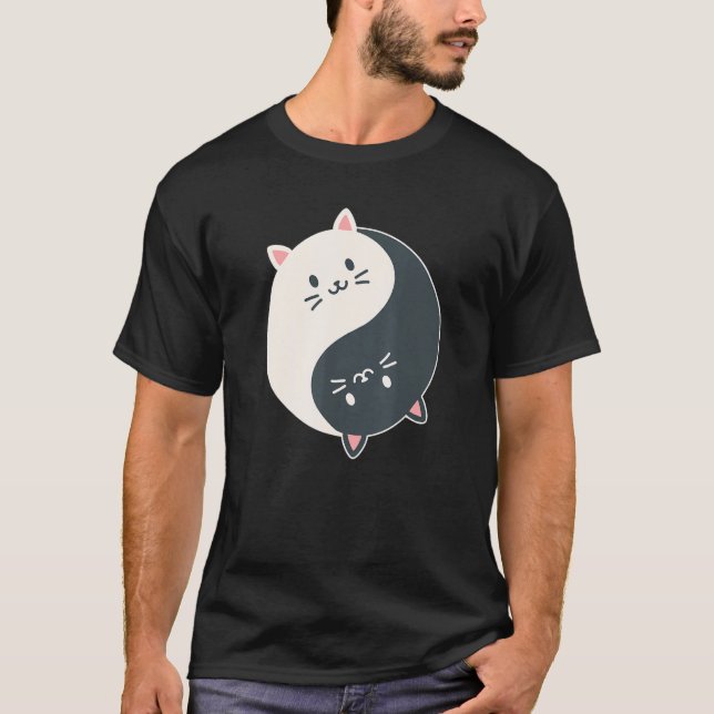 Yin Yang Yoga Zen Cute Cats for Yoga  3 T-Shirt (Front)