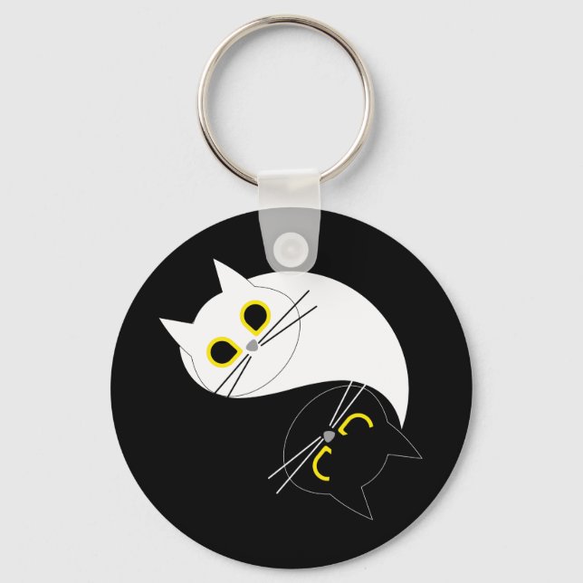 YIN YANG Zen Cat Key Ring (Front)