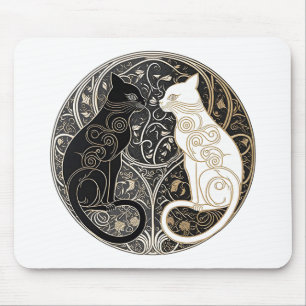Ying and Yang Cats Mouse Mat