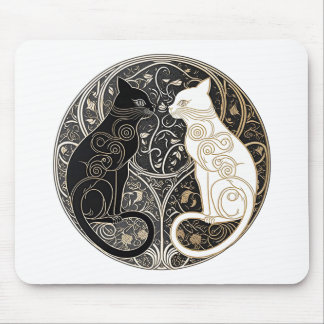 Ying and Yang Cats Mouse Mat