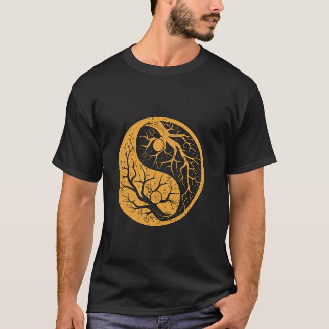 Ying and Yang Trees China Symbols Chinese Characte T-Shirt (Front)