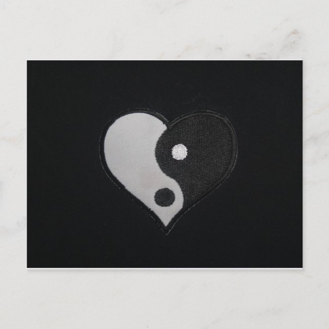 Ying Yang (B&W) Heart Products Postcard (Front)