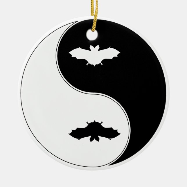 Ying Yang Bat Ceramic Tree Decoration (Front)