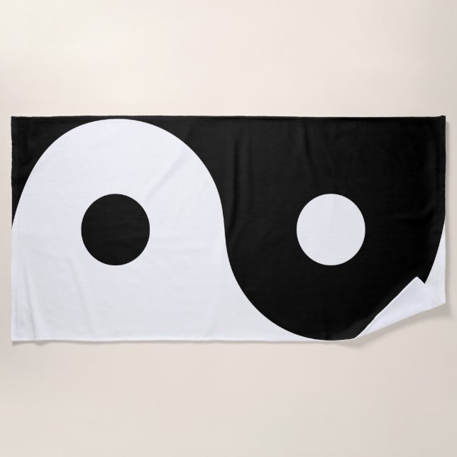 Ying Yang Black and White Beach Towel (Front)