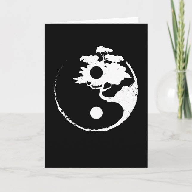 Ying Yang Bonsai Tree Japanese Zen Gift Card (Front)