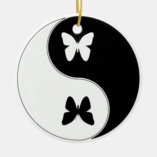 Ying Yang Butterfly Ceramic Tree Decoration (Front)