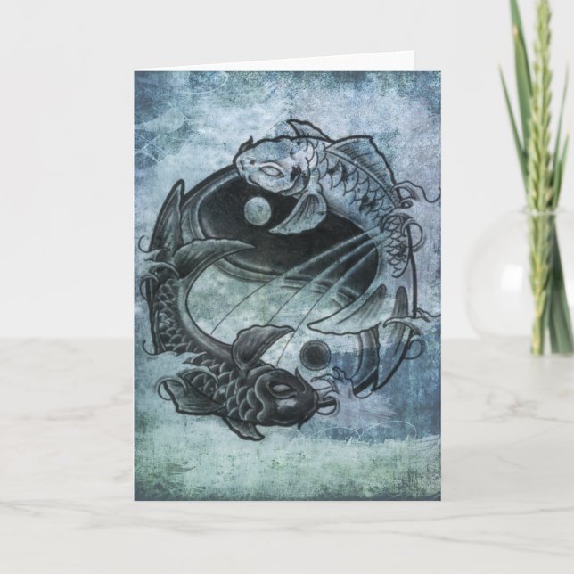 Ying Yang Carp Greeting Card (Front)