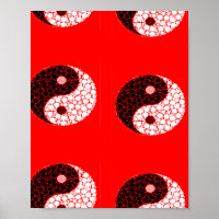 Ying yang circles on red