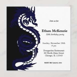 Ying Yang Dragon Birthday theme Invitation