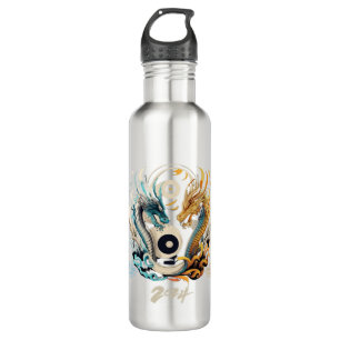 Ying yang dragon heads 2024 710 ml water bottle
