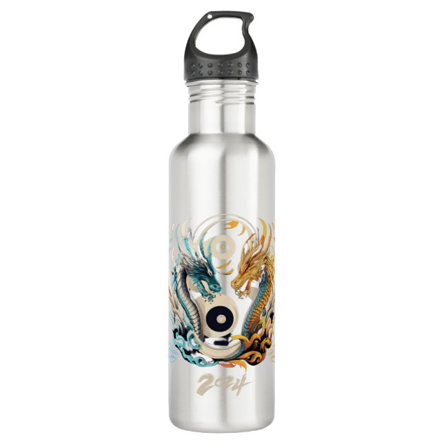 Ying yang dragon heads 2024 710 ml water bottle (Front)