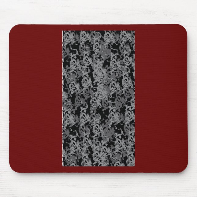 Ying Yang Grey Dragons Mouse Mat (Front)