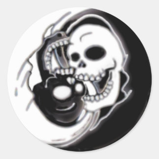 Ying Yang Grim Reaper Classic Round Sticker