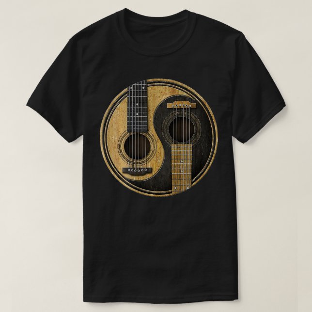 Ying Yang Guitar  Guitar Player  Back  T-Shirt (Design Front)
