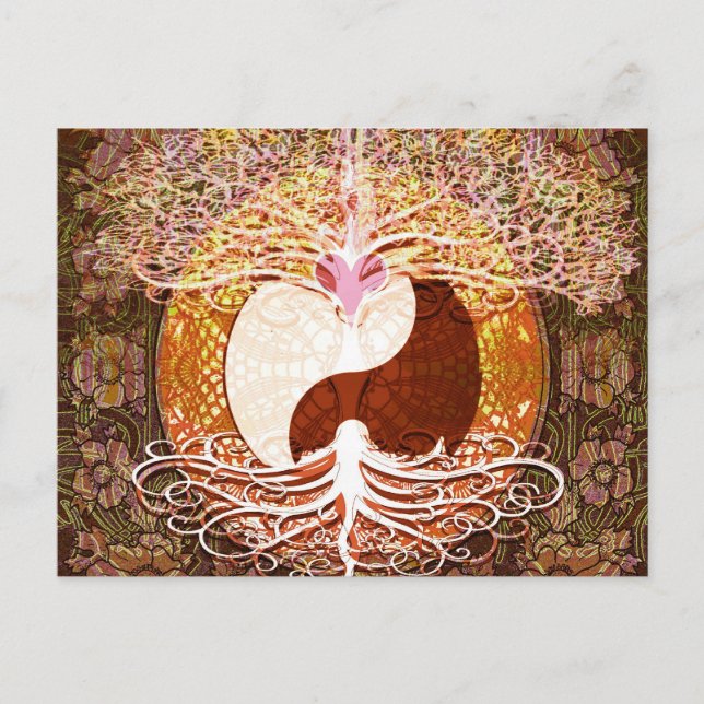 Ying Yang Heart Tree of Life Postcard (Front)
