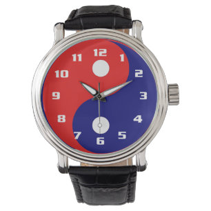 Ying Yang in Vibrant Red White and Blue Colours Watch