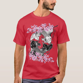 Ying Yang Koi Fish Sakura Cherry Blossom Floral Sp T-Shirt