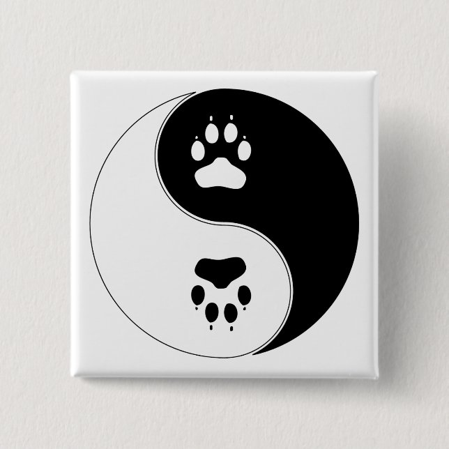 Ying Yang Paw Print 15 Cm Square Badge (Front)
