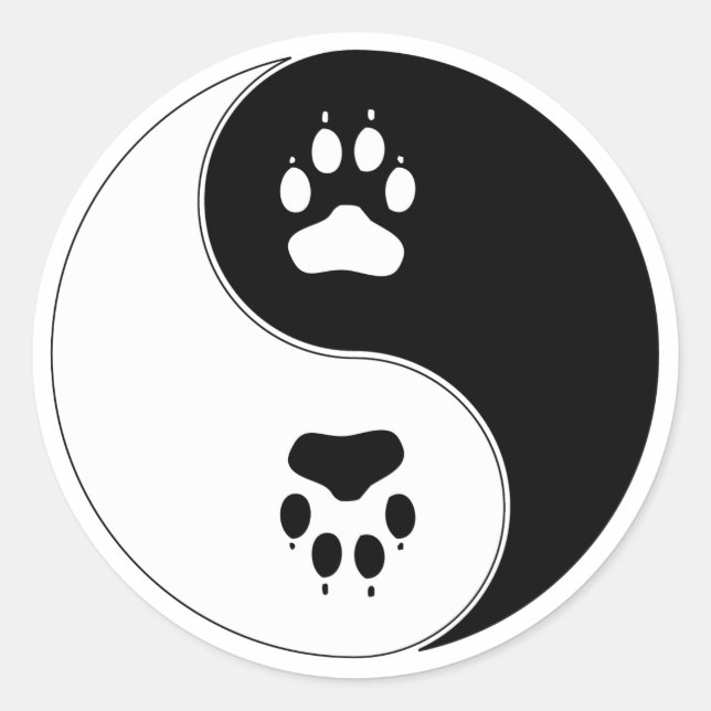 Ying Yang Paw Print Classic Round Sticker (Front)