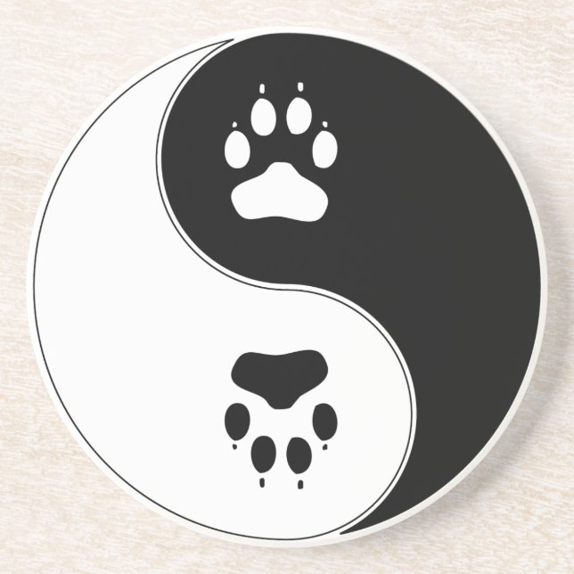 Ying Yang Paw Print Coaster (Front)