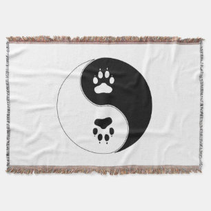 Ying Yang Paw Print Throw Blanket