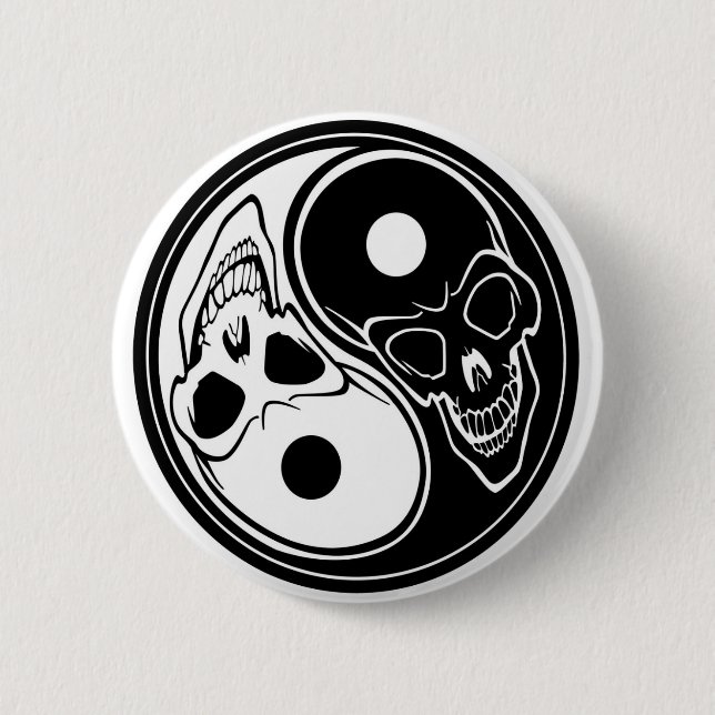 ying yang skull vector 6 cm round badge (Front)