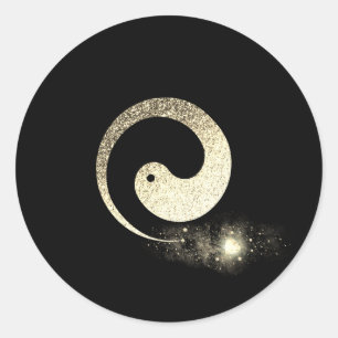 Ying Yang Symbol Balance Heart Gold Pace Spiritual Classic Round Sticker