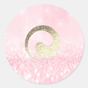 Ying Yang Symbol Balance Pink Gold Pace Spiritual Classic Round Sticker