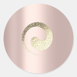 Ying Yang Symbol Balance Rose Gold Pace Spiritual Classic Round Sticker