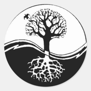 Ying Yang Trees Classic Round Sticker