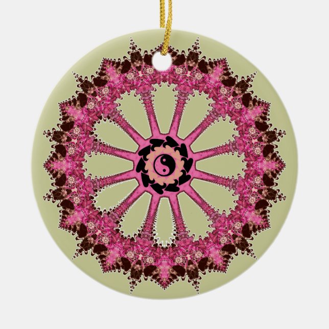 YinYang Feng Shui Lace Round Ornament (Front)