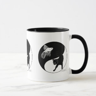 YinYang Fish and Cat - Mug with 3 images