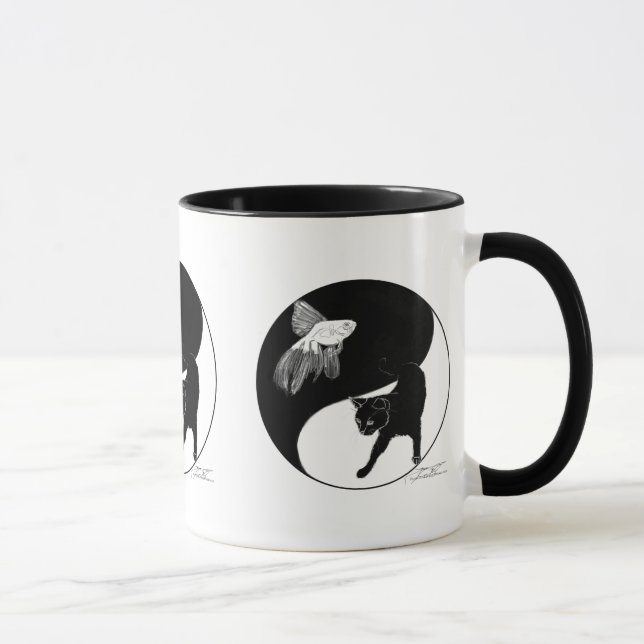 YinYang Fish and Cat - Mug with 3 images (Right)