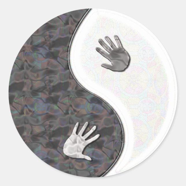 yinyang hands classic round sticker (Front)