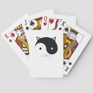 YinYang Kitty in blue Cute Meditation Yoga Design Playing Cards