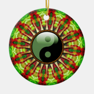 YinYang Mexican Sun flower Ceramic Ornament