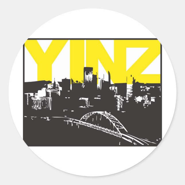 Yinz Pittsburgh Classic Round Sticker (Front)