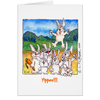 Yippee!  Cute Cartoon Rabbits Greeting Note Card