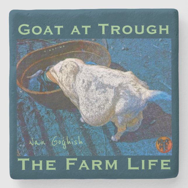 YNOTME VAN GOGHISH GOAT AT TROUGH2 STONE COASTER (Front)