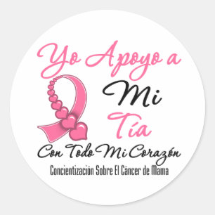 Yo Apoyo a Mi  Tía - Cáncer de Mama Classic Round Sticker