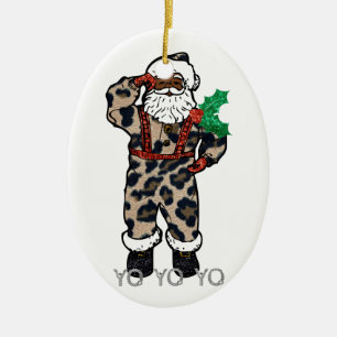 yo black santa ceramic tree decoration