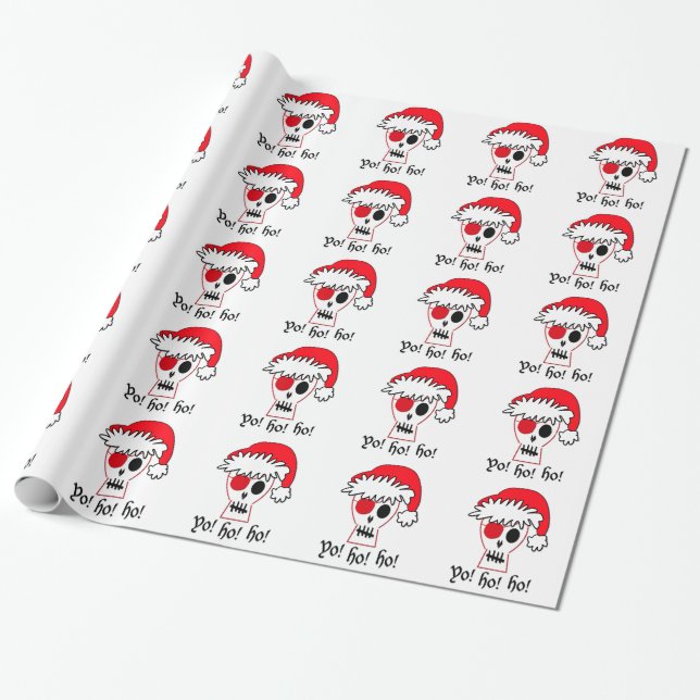 Yo ho ho Christmas Pirate Wrapping Paper (Unrolled)