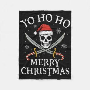 Yo Ho Ho Merry Christmas Holiday Pirate Santa Hat Fleece Blanket