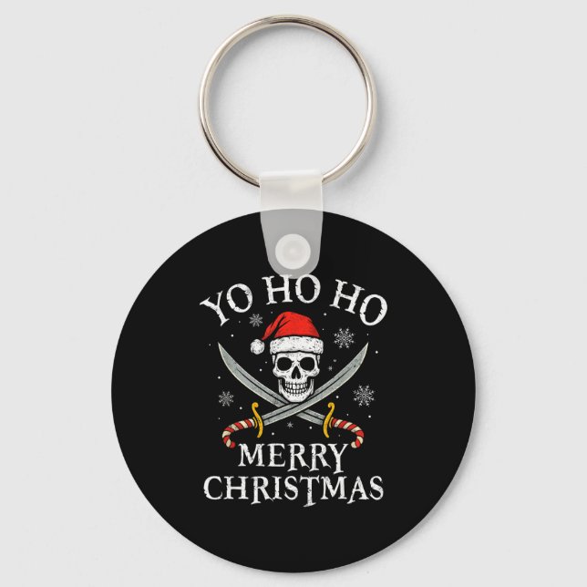 Yo Ho Ho Merry Christmas Holiday Rate Santa Hat Bo Key Ring (Front)
